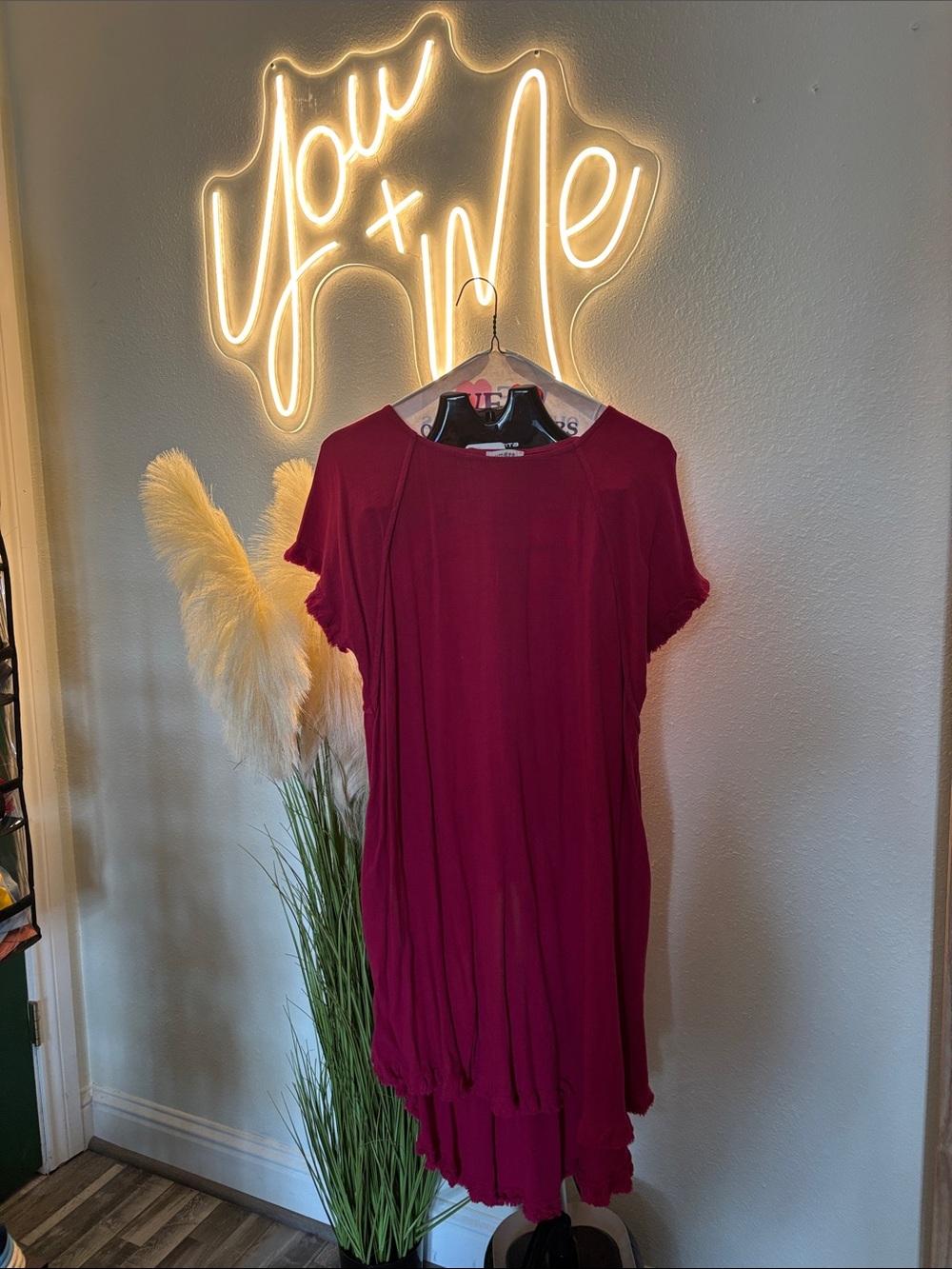 Umgee Short Sleeve Midi Dress in Berry